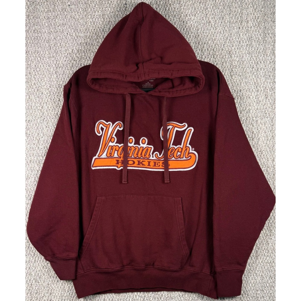 Cadre Virginia Tech Hokies Hoodie Size M Maroon NCAA Pullover Sweatshirt Mens VT